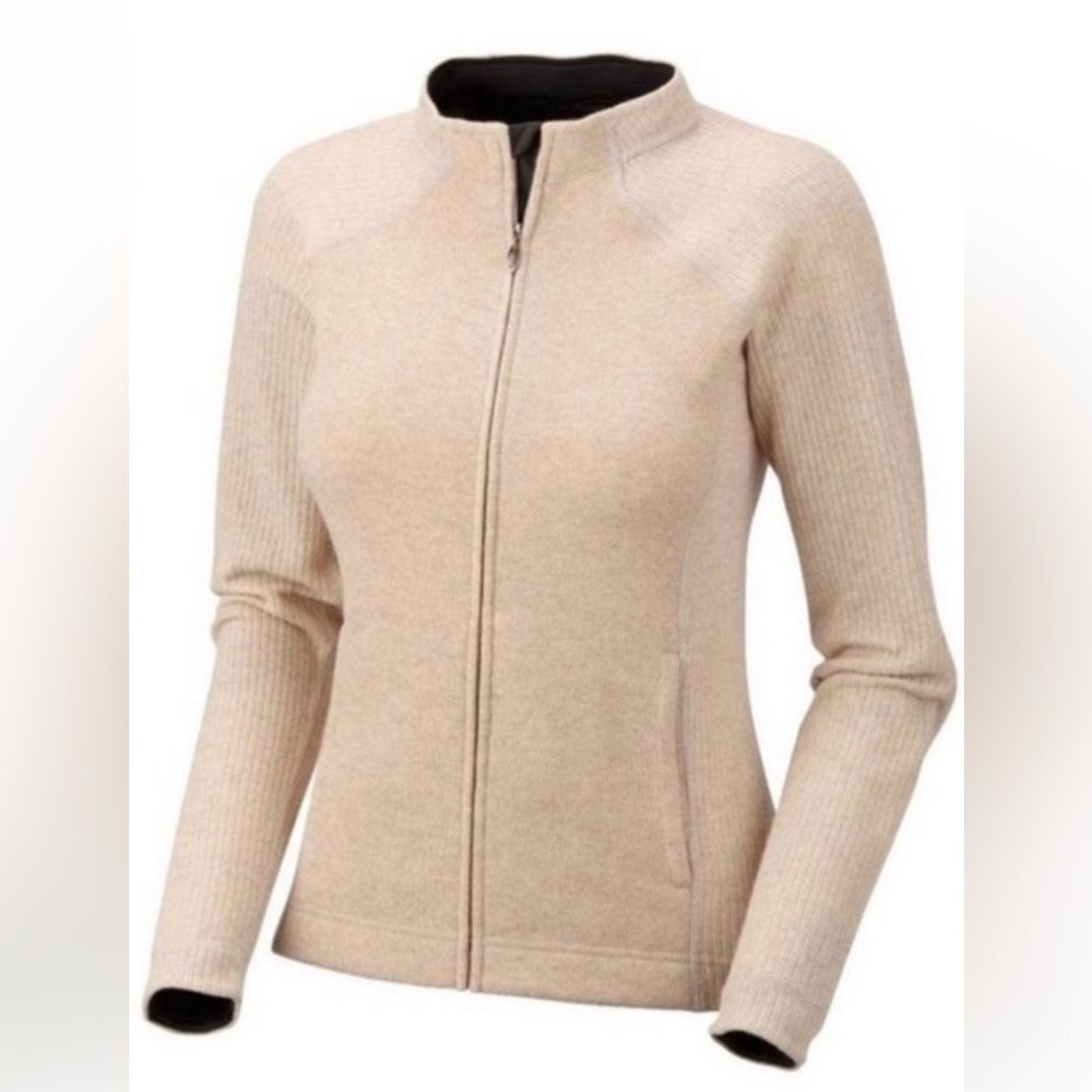 Mountain Hardwear Jacket Sarafin Beige Full Zip Wool Sweater Outdoors Medium